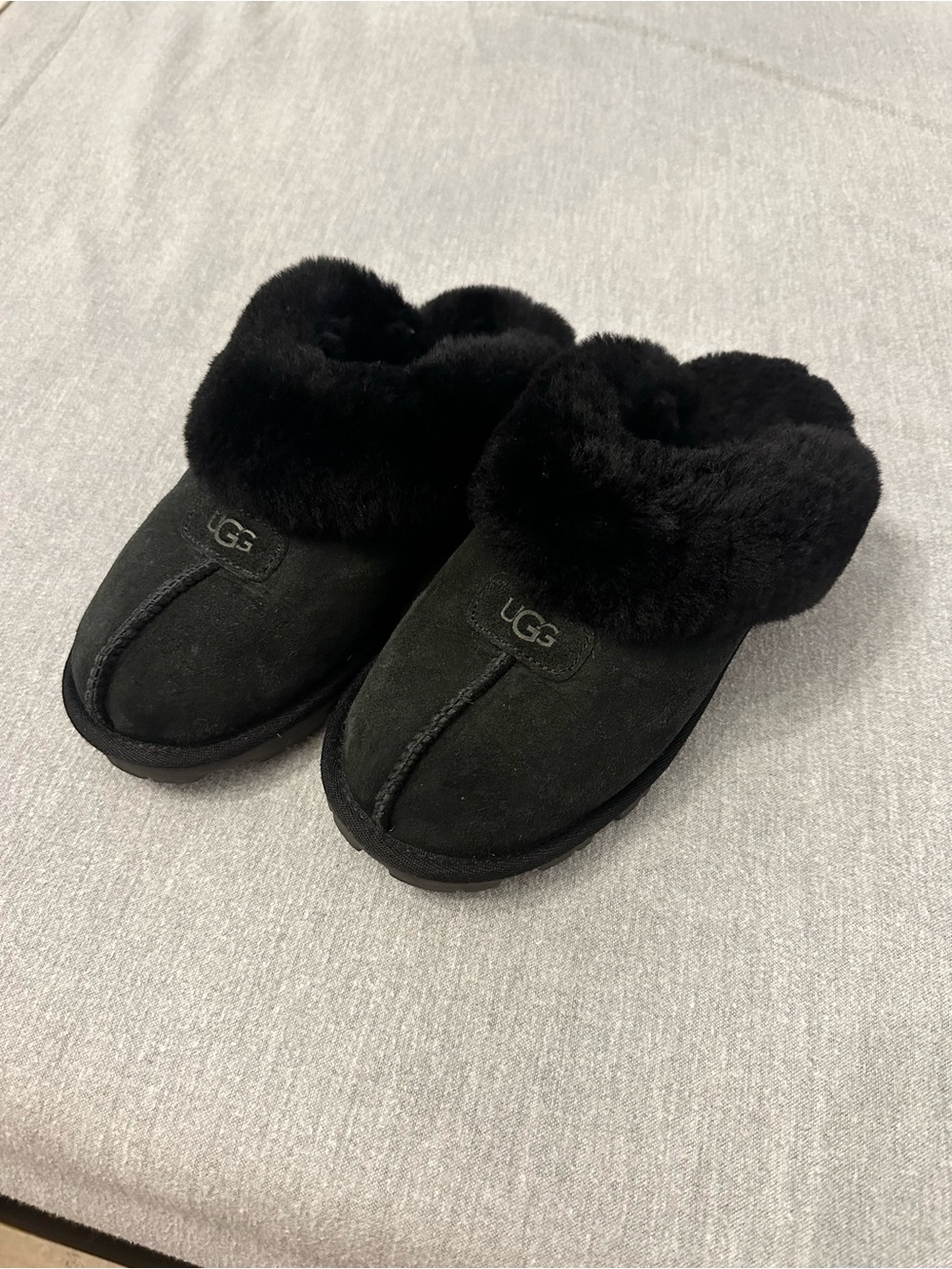 UGG Black Plush Shearling Slip-On Clog